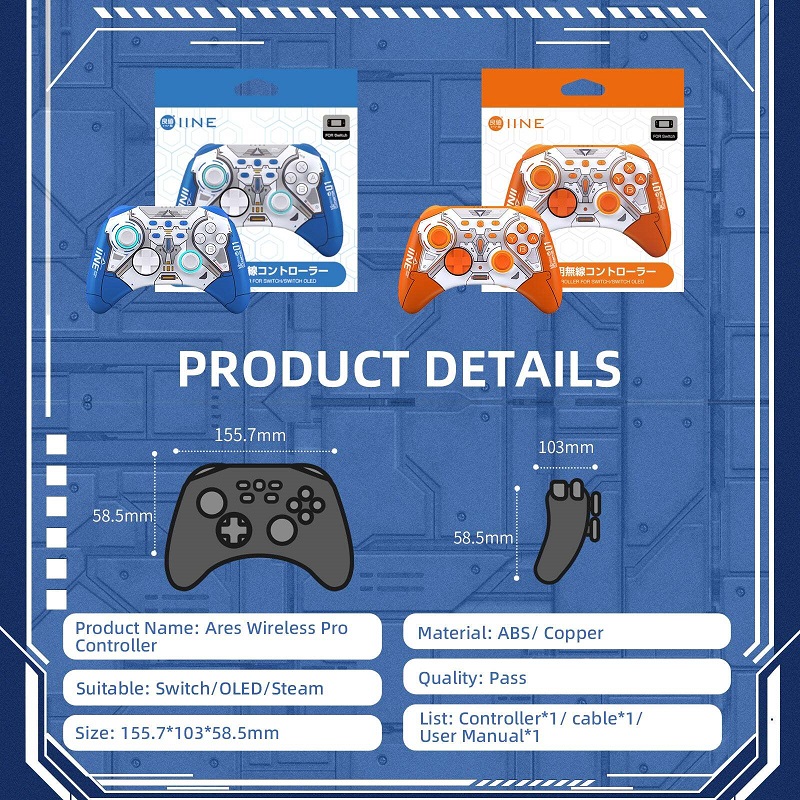 Tay cầm Ares Wireless Controller cho Nintendo Switch IINE L787 (Màu Cam) - Ảnh 7